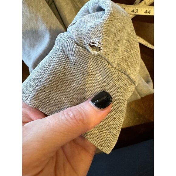 Frame Gray Distressed Organic Pima Cotton Elastic Tie Waist Jogger Pants Size XS - Picture 10 of 13